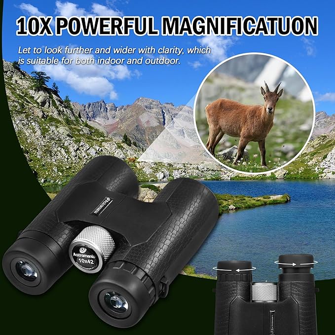 Astromania 10x42 Compact Binoculars -BK7 Prism -Gifts for Traveling, Wildlife, Concerts and Theater, Bird Watching, Camping and Sport Games