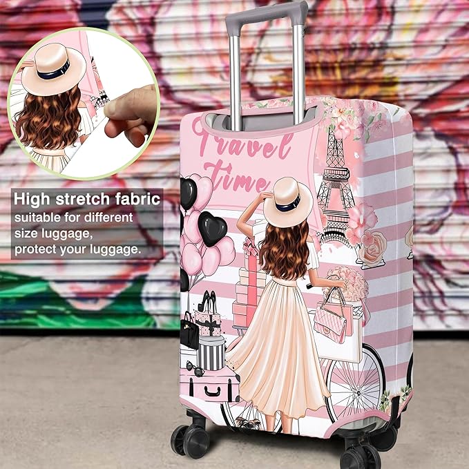 Travel Luggage Cover Suitcase Protector Fits 18-32 Inch Wheel Covers PatternedTravel Related Items Flower Luggage Protector Elastic XL