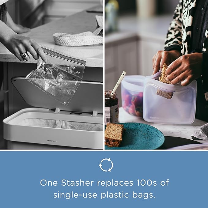 Stasher Premium Silicone Reusable Food Storage Bags, 6-Pack, Multi, Multi-Use Food Storage Bags, Lunch Bag, Travel Containers, BPA Free, Leak-free, Dishwasher-Safe, Eco-friendly