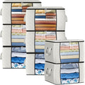Fab totes 24 Gallons Clothes Storage, Foldable Thick Fabric Blanket Storage Bags, Containers for Organizing Bedroom, Closet, Clothing, Comforter, Organization with Handle (8 Pack,Ivory)