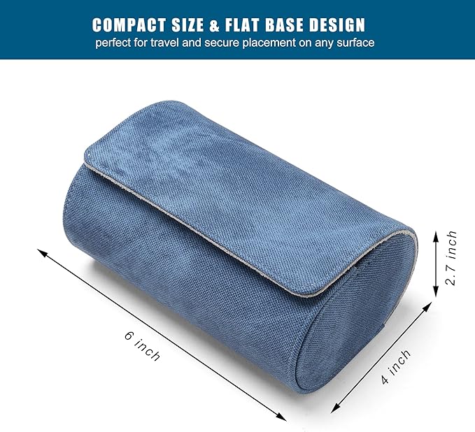 Longjet Watch Roll Travel Case for Men Portable Watches Organizer Box with Removable Velvet Pillow Holder (2 Slot Denim Blue)