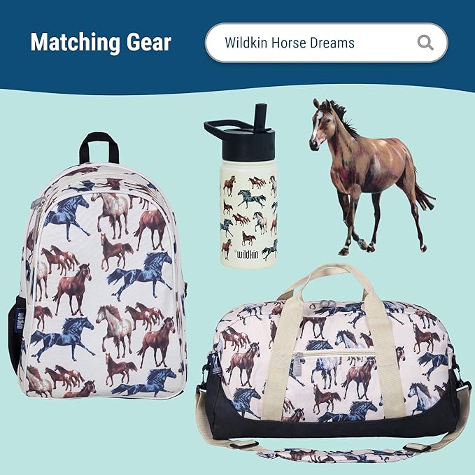 Wildkin Kids Insulated Lunch Box – Durable and Reusable for School & Travel - Horse Dreams