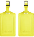 Travelambo Luggage Tags for Suitcases Faux Leather Privacy Protection 2 Pack Bag Tags Travel Accessories Essential, Light Yellow
