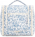 Narwey Hanging Toiletry Bag for Women Travel Makeup Bag Organizer Toiletries Bag for Cosmetics Essentials Accessories (Large, Little Blue Flower)