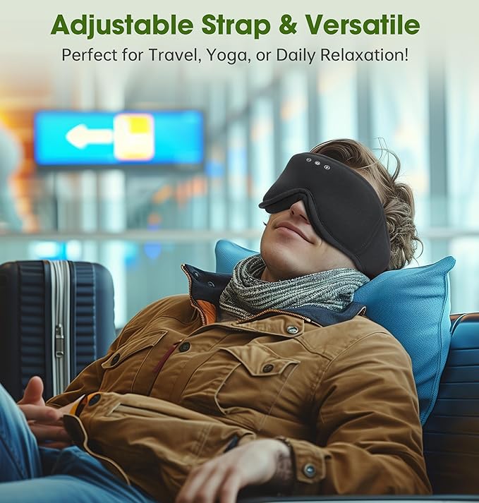 Sleep Mask with Headphones Bluetooth 5.4，LC-dolida 2025 New 3D Bluetooth Sleep Mask Headphones with Soft Bamboo Cotton for Side Sleepers Women Men, Sustainable Luxury for Better Sleep