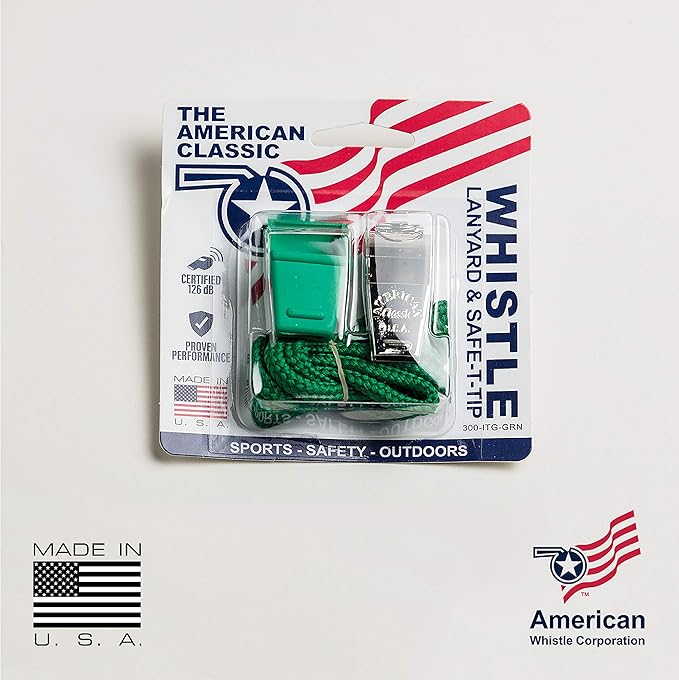 American Whistle Corporation American Classic Whistle - 126 db Solid Brass Whistle with Paracord Lanyards and Safe-T-Tip - Made in America