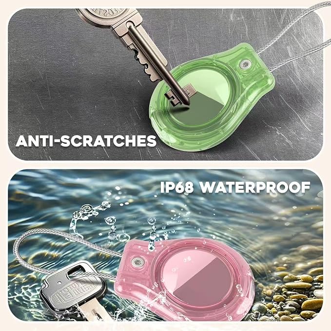 4 Pack Protect Case Compatible with Apple AirTag, Secure GPS Tracker Holder Waterproof with Wire Cable Shockproof & Anti-Theif Suitable for Keychain, Keys, Luggage, Bags and Kids Luggage (4 Pack)