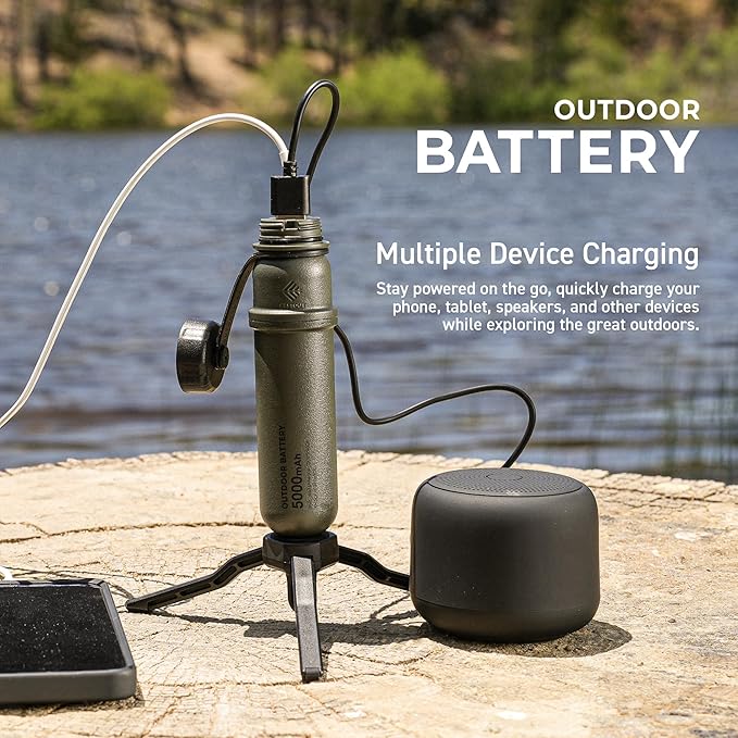 ELECOM NESTOUT Portable Charger, 5000mAh Outdoor Battery Power Bank, 15W USB-C Fast Charging, Waterproof IP67, Durable Shockproof, Battery Pack for Phone Tablet Hiking Travel Camping (Black, 5000mAh)