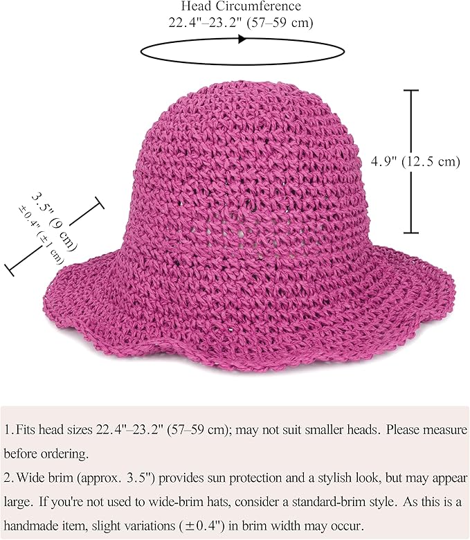 Womens Wide Brim Straw Sun Hat Foldable Floppy Crochet Beach Hat for Summer