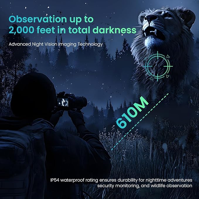 Night Vision Goggles, 4K Night Vision Binoculars for Adults, 3'' HD Screen & 8X Digital Zoom External Flashlight, 2000FT Viewing Range for Outdoor
