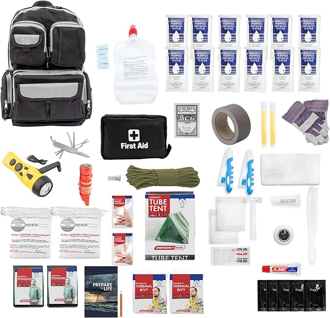 Urban Survival Bug-Out Bag/Go Bag and Disaster Survival Supplies for up to 6 People | Survival Kit for Wildfires, Hurricane, Civil Unrest & More