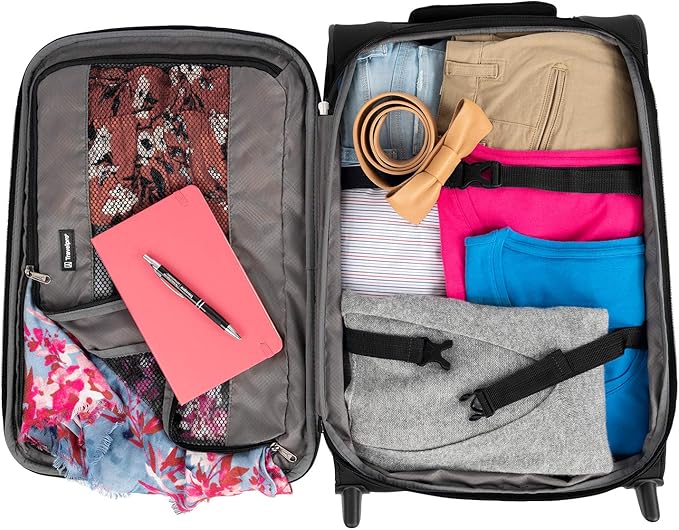Travelpro Tourlite Softside Expandable Upright 2 Wheel Luggage, Lightweight Suitcase, Men and Women, Black, Carry-On 22-Inch