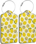 2 Pack Luggage Tag for Suitcase,Yellow Lemon Leather Bag Tags Identifiers Privacy Cover ID Label with Durable Steel Loop for Women Men Kids Girls Travel