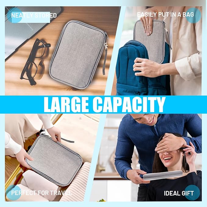 Travel Cable Organizer Bag, Electronics Organizer Tech Pouch with Double Layers for Cords, Chargers, Phone, Earphones, USBs, SD Cards - Travel Essentials Portable Waterproof Tech Pouch
