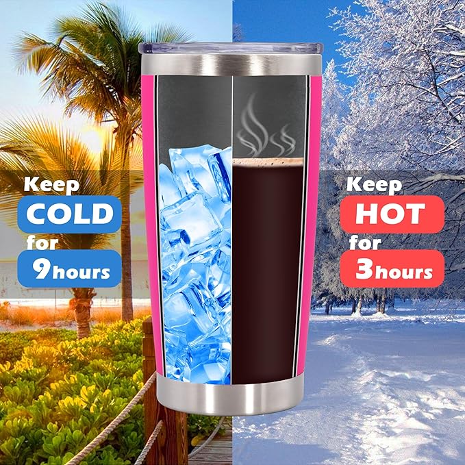 20oz Tumbler Bulk Stainless Steel Tumblers with Lid Vacuum Insulated Double Wall Travel Coffee Mug Powder Coated Tumbler Cup for Hot and Cold Drinks(Hot Pink, 12 pack)