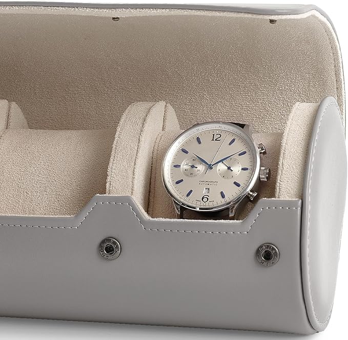 Oirlv Luxury Leather Watch Organizer Case Watch Box for Mens Jewelry Gift Box for Birthday Fathers Day Anniversary(3 slots, Grey)