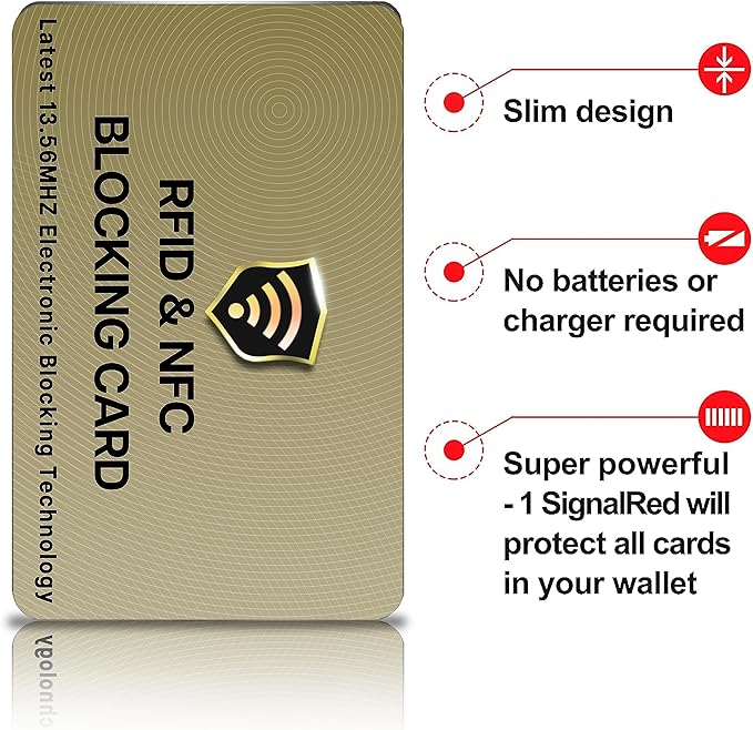 SaiTech IT RFID Blocking Cards - 2 Pack, Protects Entire Wallet/Purse, NFC/Contactless Bank Card Protector - Golden