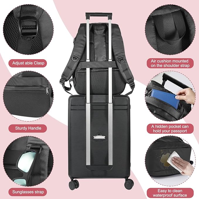 Travel Laptop Backpack for Men and Women, Business Anti Theft Slim Sturdy Laptops Backpack with USB Charging Port, Water Resistant College School Bag, Fits 15.6 Inch Notebook (Black)