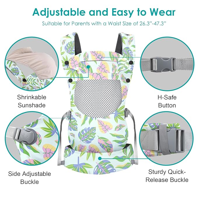 Newborn Baby Front Carrier Backpack, Toddler Baby Body Carrier, 7-66 Lbs Ergonomic Design, Lumbar Support, Lightweight