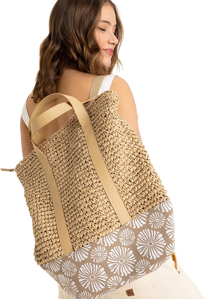 Roxy Women's Beach Tote Bag | Travel | Vacation | Straw | Lightweight | Breathable