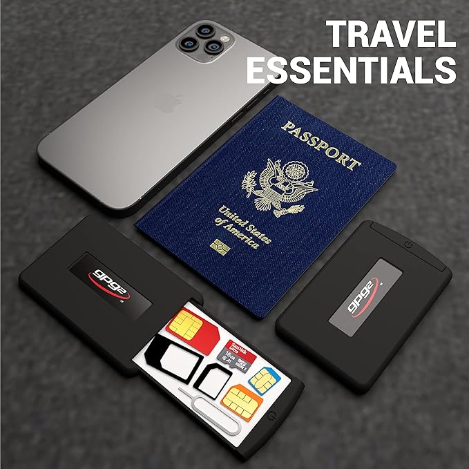 Mobile Safe Case for Travel, Hard Case & Compact Organizer for All SIM Types, Nano & Micro SD Cards, Adapters Kit & Removal Tool Included