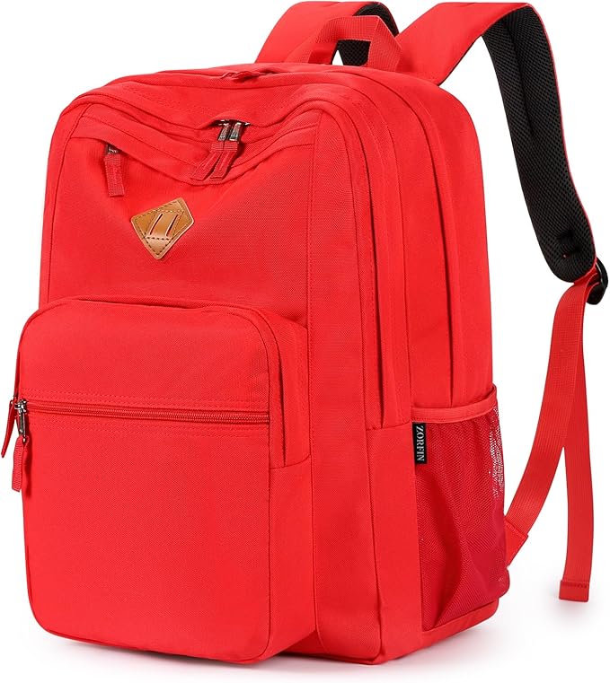 ZORFIN 26L Backpack for College, and Travel: Water Resistant Bookbag - Red