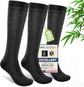 Mens Compression Socks for Men Women, 15-20 mmHg Bamboo Viscose Knee High Soft Support for Travel Daily