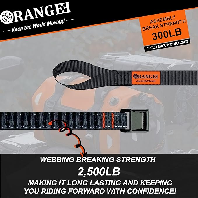 ORANGEE 4 Pack Motorcycle & Bike Luggage Straps 20" - 55" Adjustable Stretch Tie Down Strap for Motorcycle, Bike, ATV Racks