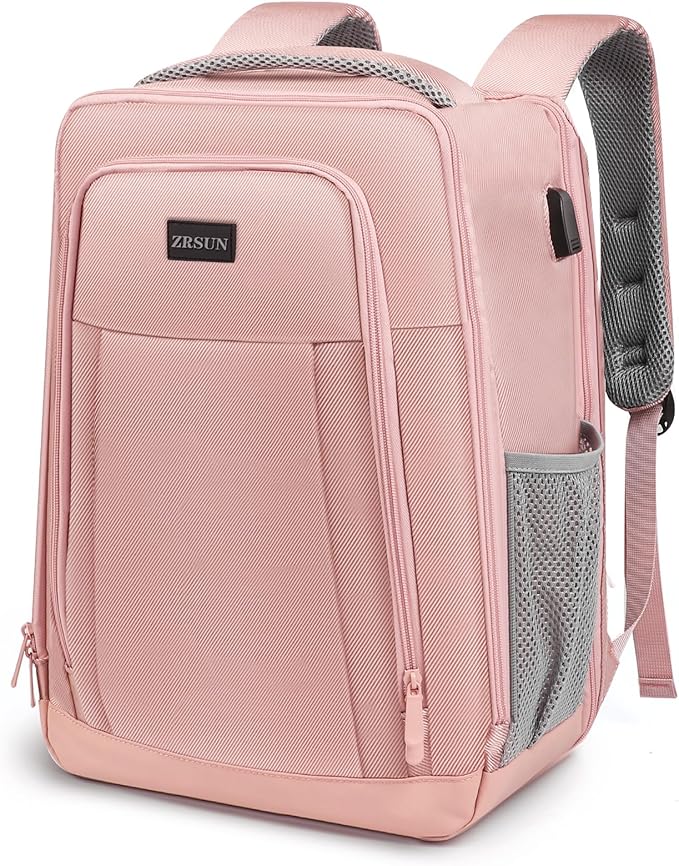 Travel Backpack, Business Anti Theft Slim Sturdy Laptops Backpack with USB Charging Port, Water Resistant College School Laptop Bag for Men & Women Fits 15.6 Inch Notebook,Pink