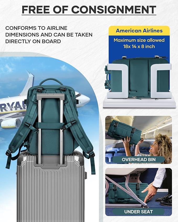Vacuum Backpack With Vacuum Compression,Expanded Travel Laptop Backpacks For Women Men,Carry On Backpack Vacpack Backpacks With Pump Seal Packing, Personal Item Travel Bag Peacock Blue