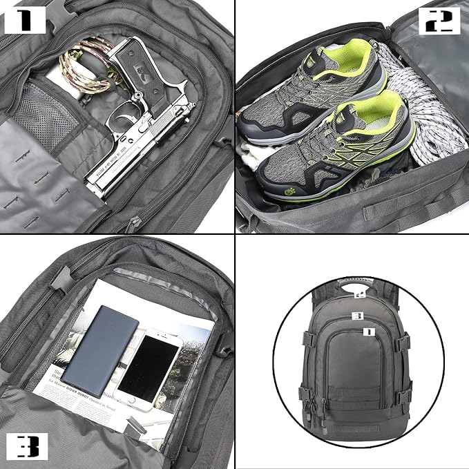 Tactical Backpack Military Backpacks for Men Army Expandable 3 Day Assault Pack Molle Backpacks Bug Out Bag (Grey)