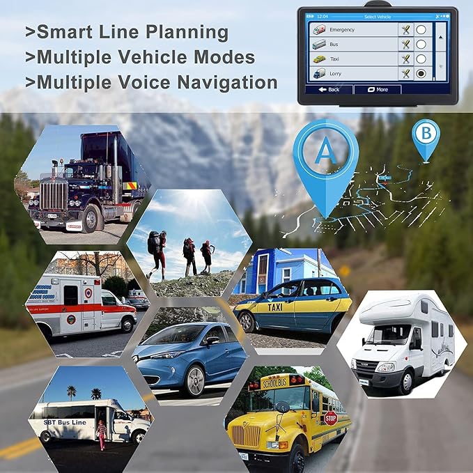 Car GPS Navigation, 2025 Map 7 inch Touch Screen Car GPS, Voice Turn Direction Guidance, Support Speed and Red Light Warning, Install The Latest Map of The United States (Free Update Lifetime Map)