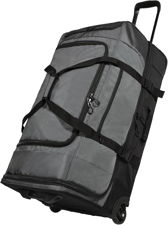 REDCAMP Large Rolling Duffle Bag with Wheels and Handle, 30-Inch Durable Heavy Duty Wheeled Travel Duffel Luggage, 2 Layers of Space