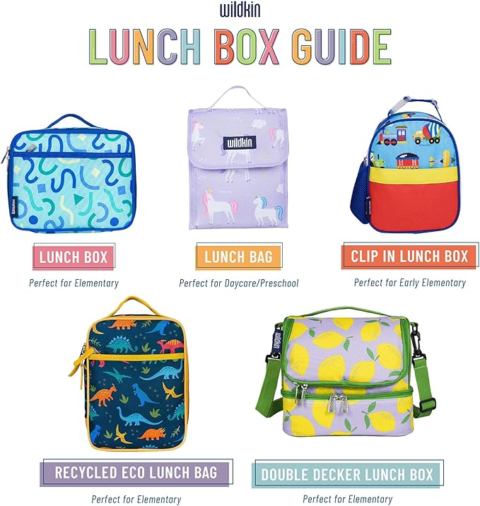 Wildkin Kids Insulated Lunch Box – Durable and Reusable for School & Travel - Zebra