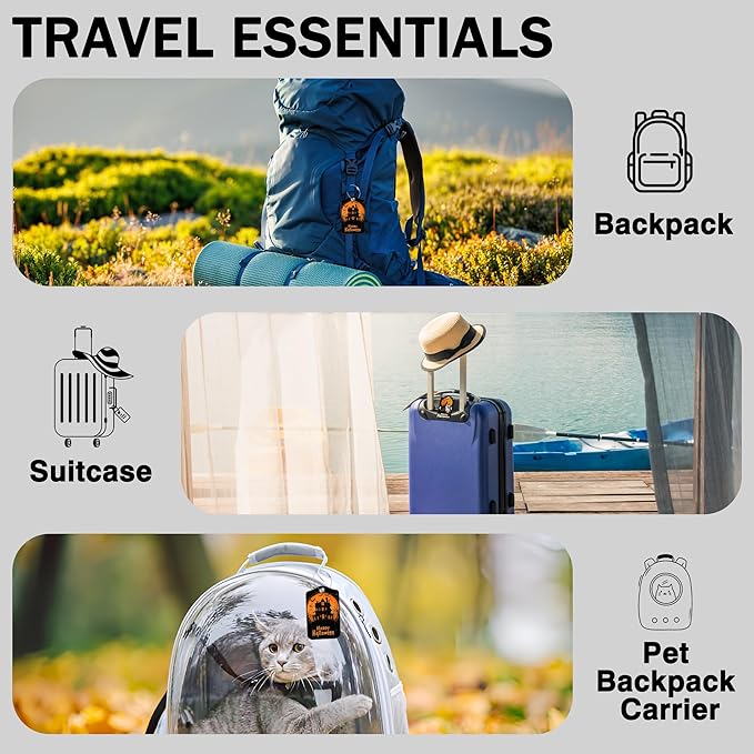 2 Pack Bat and Ghost Luggage Tags for Suitcases Happy Halloween Castle Leather Luggage Tags Privacy Cover ID Label with Stainless Steel Loop and Address Card for Women Men Travel Bag Backpack