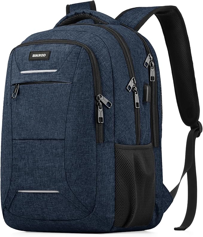 Backpack for Men Women, School Backpacks for Teen Boys, Business Anti Theft Sturdy Travel Laptop Backpack with USB Charging Port, Water Resistant 15.6 Inch Computer Bag Gift, Blue