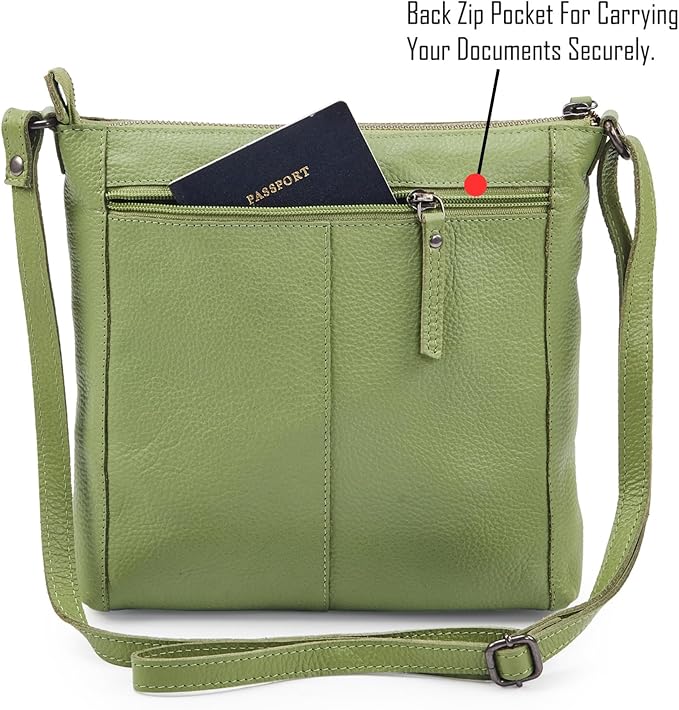 Small Soft Genuine Leather Crossbody Purse Women’s Sling Crossover Shoulder Travel Handbag with Triple Zipper