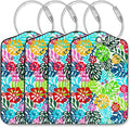 Luggage Tags for Suitcases-Leather Luggage Tag 4 Pack with Loops Hawaii Cute Bag/Backpack/Suitcase Tags Travel Essentials for Flying