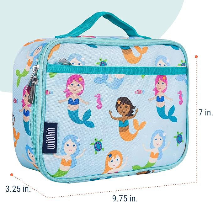 Wildkin Kids Insulated Lunch Box – Durable and Reusable for School & Travel - Mermaids