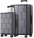 SHOWKOO Luggage Sets 2 Piece 20/28 Inch Hardside Expandable Lightweight PC Suitcase Sets with Double Spinner Wheels TSA Lock, Sliver Gray