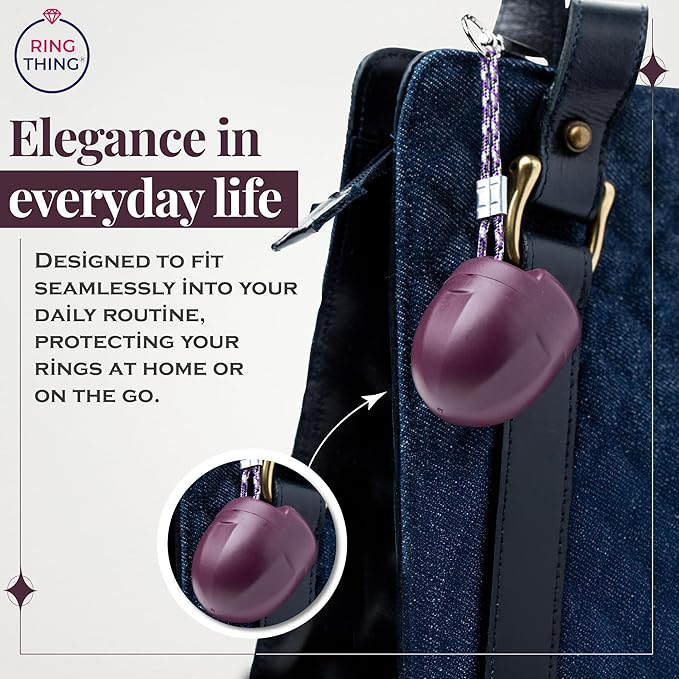 Ring Holder Keychain, Jewelry Organizer and Storage, Portable Waterproof Ring Holder, Pill Box Keychain Container, Gym Accessory, and Travel Ring Case (Deep Plum)