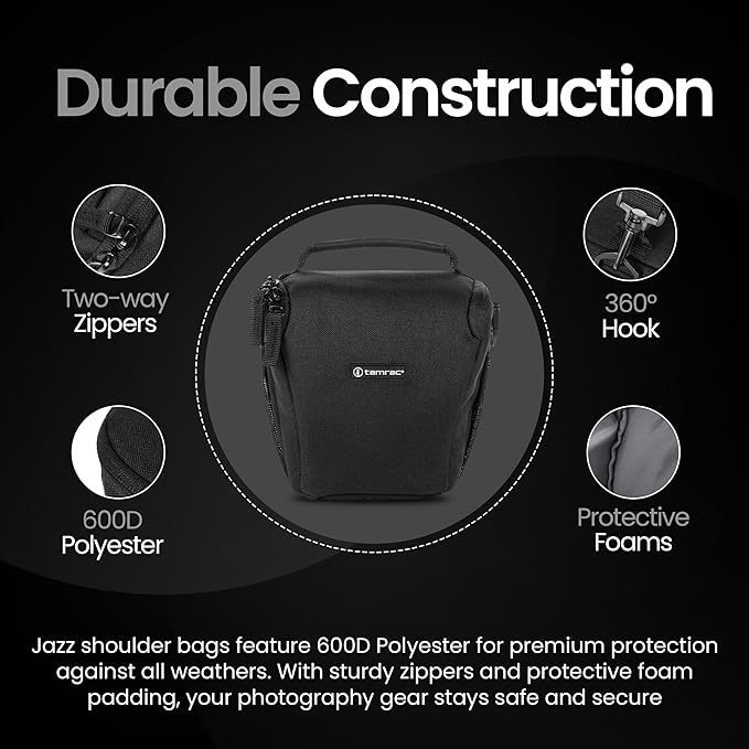Tamrac Jazz Zoom Holster 23 v2.0 Camera Bag for Photographers, Camera Case for Photography Accessories, Shoulder Bag for Mirrorless Cameras, Crossbody Camera Bag, Travel Camera Carrying Case – Black
