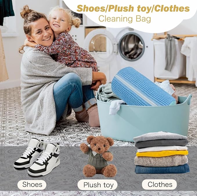 Shoe Washing Machine Bag,Laundry Shoe Bag for Washer and Dryer,Reusable Shoe Cleaning Bag for Sneakers,Tennis Shoes,With Self-locking Zipper, Microfiber Inside,Include Shoes Storage Bag