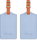 Travelambo Luggage Tags for Suitcases Faux Leather Privacy Protection 2 Pack Bag Tags Travel Accessories Essential, Cross Blue