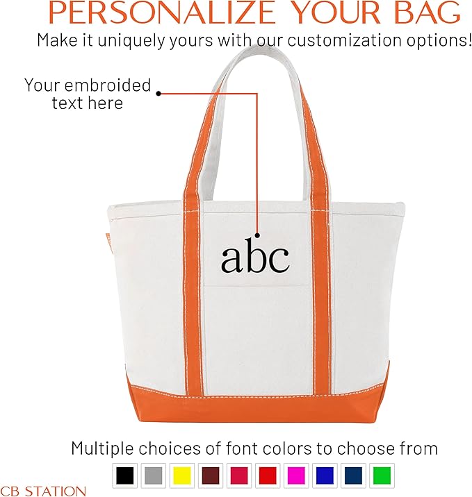CB STATION Medium Classic Canvas Tote Bag for Women, Top Zipper Closure, Outer Pocket, Daily Essentials, Groceries, Traveling