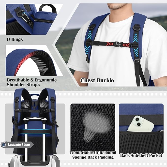SDYSM Camera Backpack, Large Camera Bag for Photographers Professional DSLR/SLR Mirrorless Camera Case Compatible for Sony Canon Nikon, Blue
