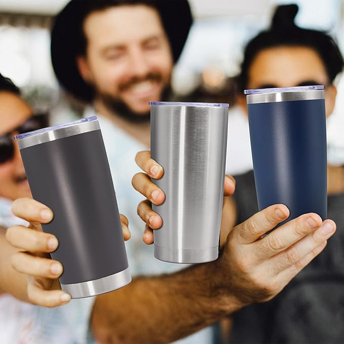 20oz Tumbler Stainless Steel Tumbler Cup with Lid Vacuum Insulated Double Wall Travel Mug, Durable Powder Coated Travel Coffee Tumbler Mug for Hot & Cold Drinks, Navy,1 Pack