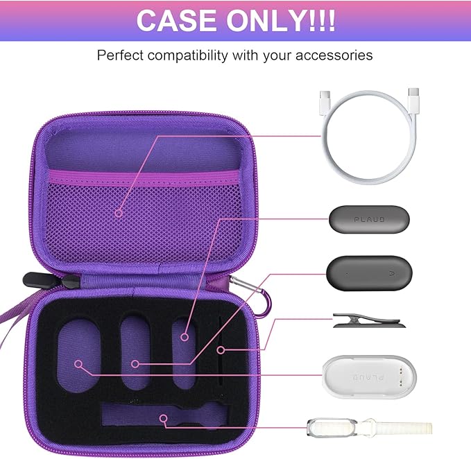 YouKnow Hard Case Compatible with PLAUD NotePin AI Voice Recorder - with Custom Foam Insert Holds Recorder, Magnetic Pin, Clip, Dock, Wristband & Cable (Case Only) (Galaxy)