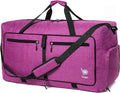 Bago Large Foldable Duffel Bags for Traveling Women & Men - 80L Packable Duffle Bag for Travel with Shoe Compartment - Water Repellant, Heavy Duty, Lightweight Folding & Collapsible (SnowPink)