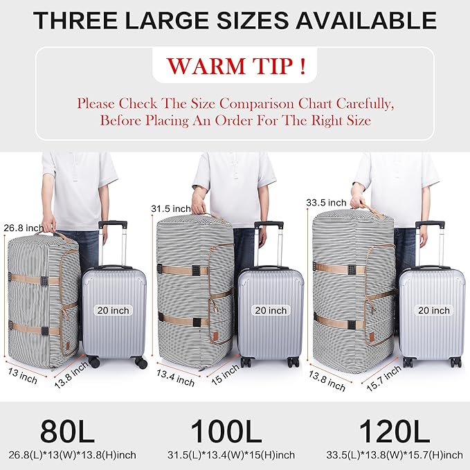 80L Duffle Bag for Travel, Large Foldable Waterproof Travel Duffel Bags Weekender Overnight Bag for Men and Women with Shoe Compartment (Stripe)